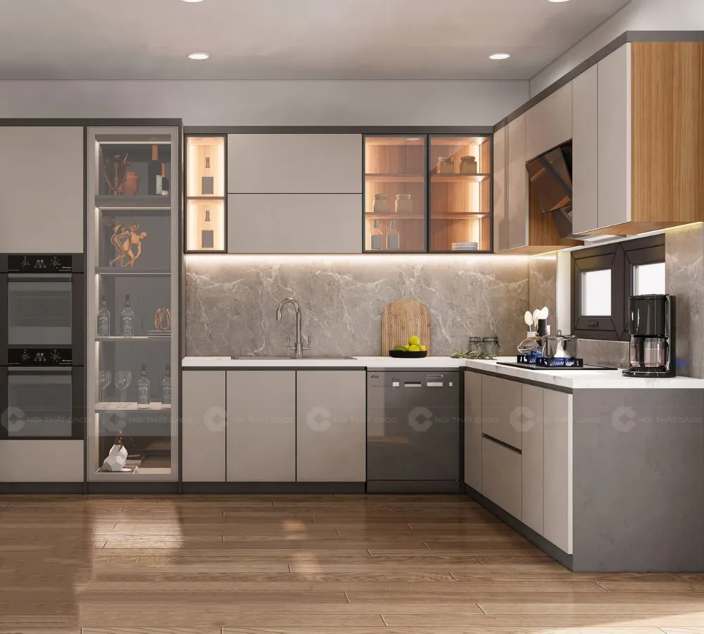 Hệ Tủ Bếp MDF Chống Ẩm Phủ Melamine